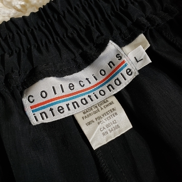 VINTAGE Y2K Black Parachute Pants Yoked Elastic waist with drawstrings L - Picture 8 of 11